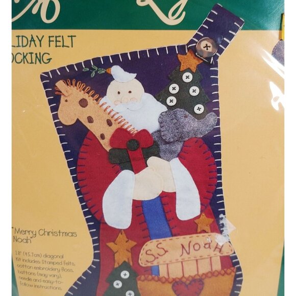 Bucilla Alma Lynne #83795 Stocking Felt Merry Christmas Noah NEW - Picture 3 of 7